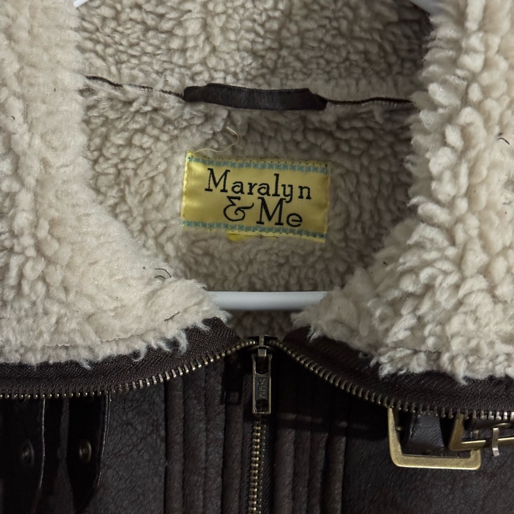 Women’s Polyester Shearling Jacketbrown Motorcycl… - image 3